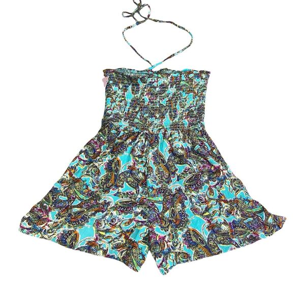 Wild Fable Women's Sleeveless Woven Smocked Romper - Blue Paisley XX Small NWT - Picture 13 of 16